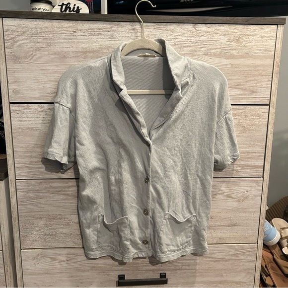 Madewell Knit Lightspun Camp Shirt Button Front‎ Casual Loungewear Cool Fog L - Picture 6 of 6